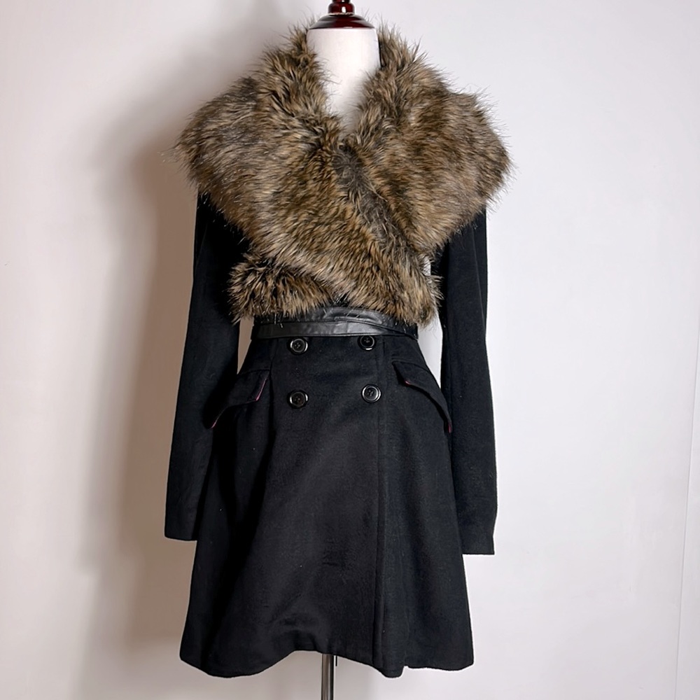 Foley + Corrina Coat with Removable Faux Fur Shawl